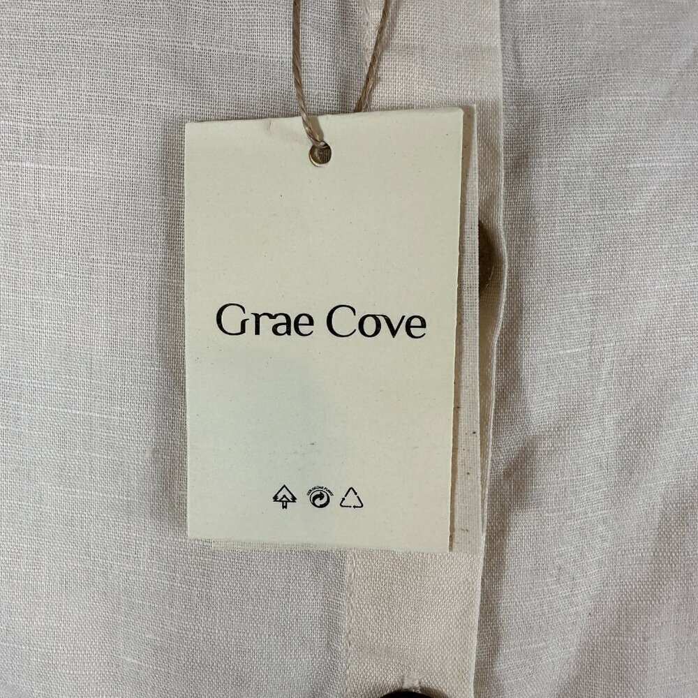 Nwt Grae Cove Women Xl Cream Crop Top Back Buttons Linen Cotton Blend — image 6 of 8